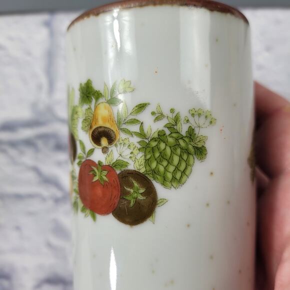 Vintage Inarco Japan Speckled Mushroom Vegetables Salt Pepper Stoneware Shakers - Picture 5 of 9